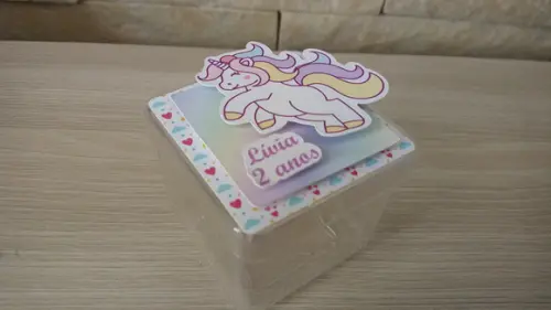 Caixa Acrílica 5x5 Unicórnio