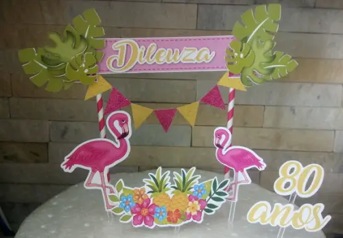 Topo de Bolo - Flamingo
