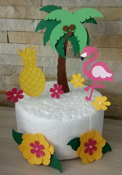 Topo de Bolo - Tropical/flamingo