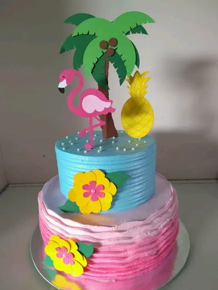 Topo de Bolo - Tropical/flamingo