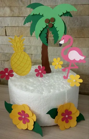 Topo de Bolo - Tropical/flamingo