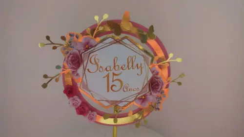 Topo de Bolo 15 Anos Floral