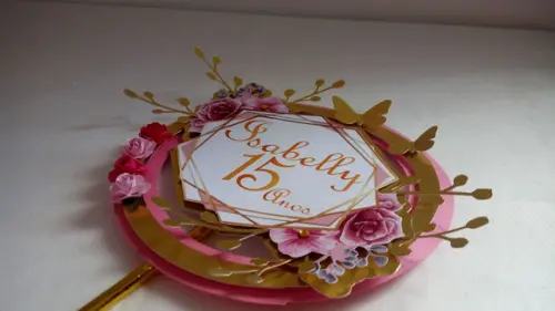 Topo de Bolo 15 Anos Floral