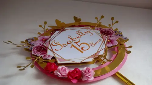 Topo de Bolo 15 Anos Floral