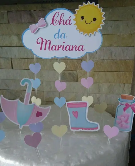 Topo de Bolo Chuva de Amor