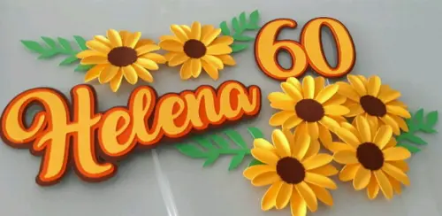 Topo de Bolo Girassol em Scrap