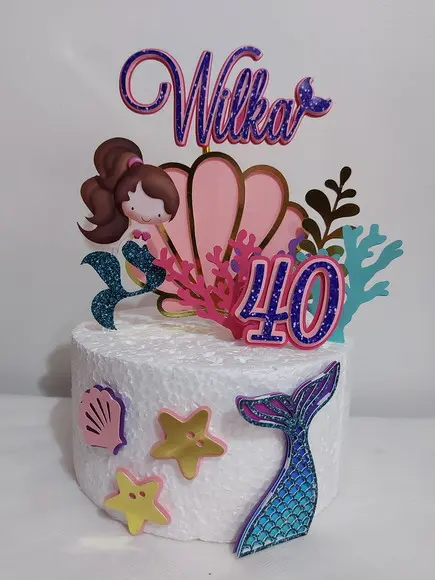 Topo de Bolo Sereia em Scrap