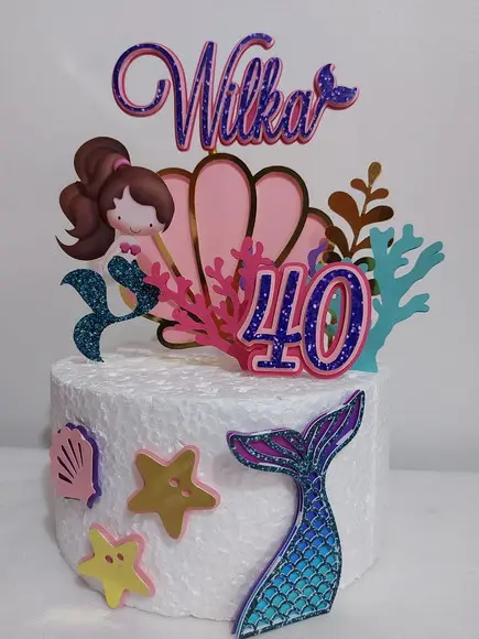 Topo de Bolo Sereia em Scrap