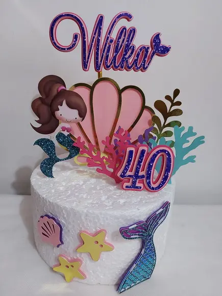 Topo de Bolo Sereia em Scrap