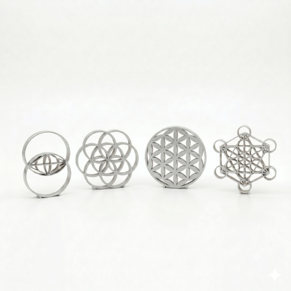 Conjunto Decorativo de Mesa Geometria Sagrada Meditação Amuleto