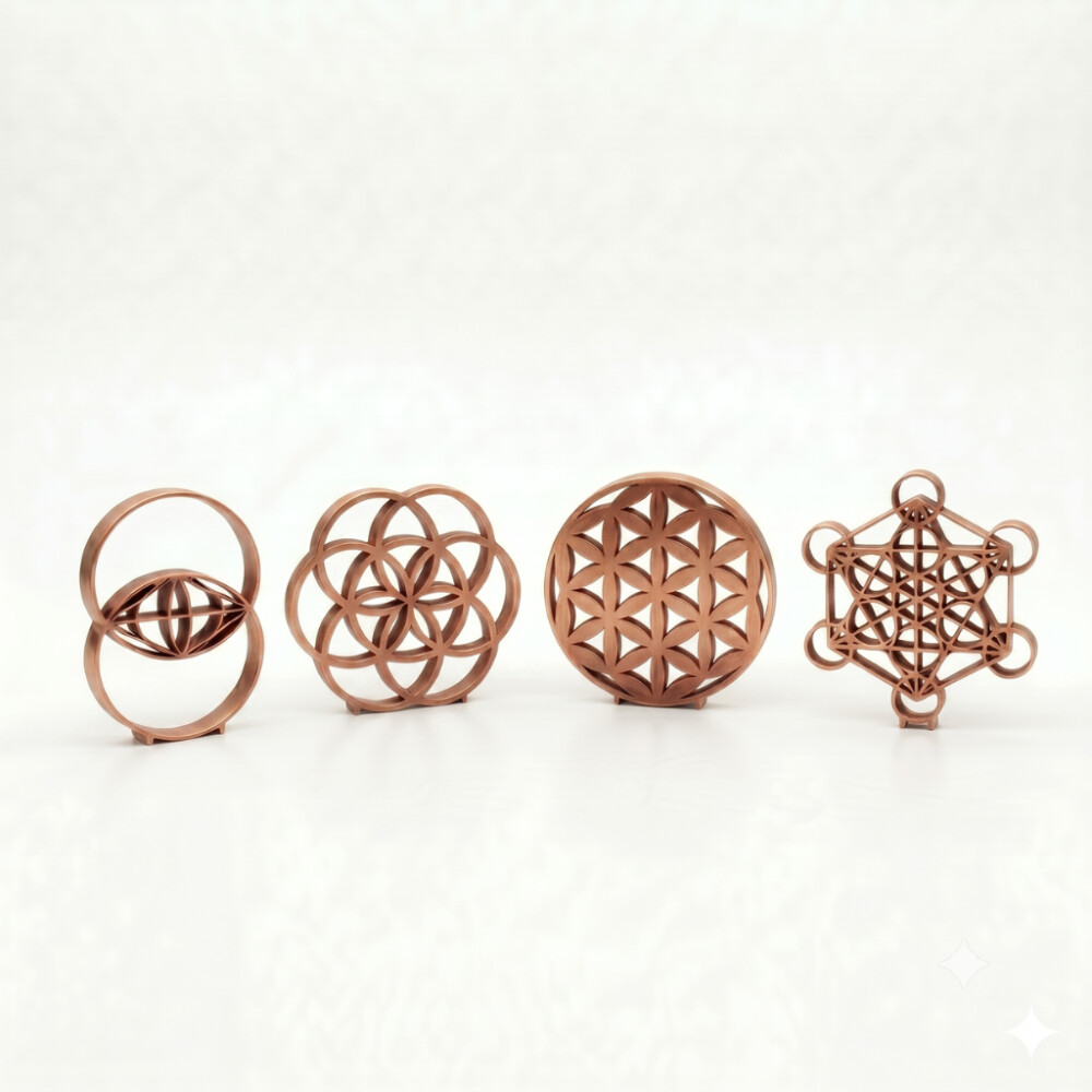 Conjunto Decorativo de Mesa Geometria Sagrada Meditação Amuleto