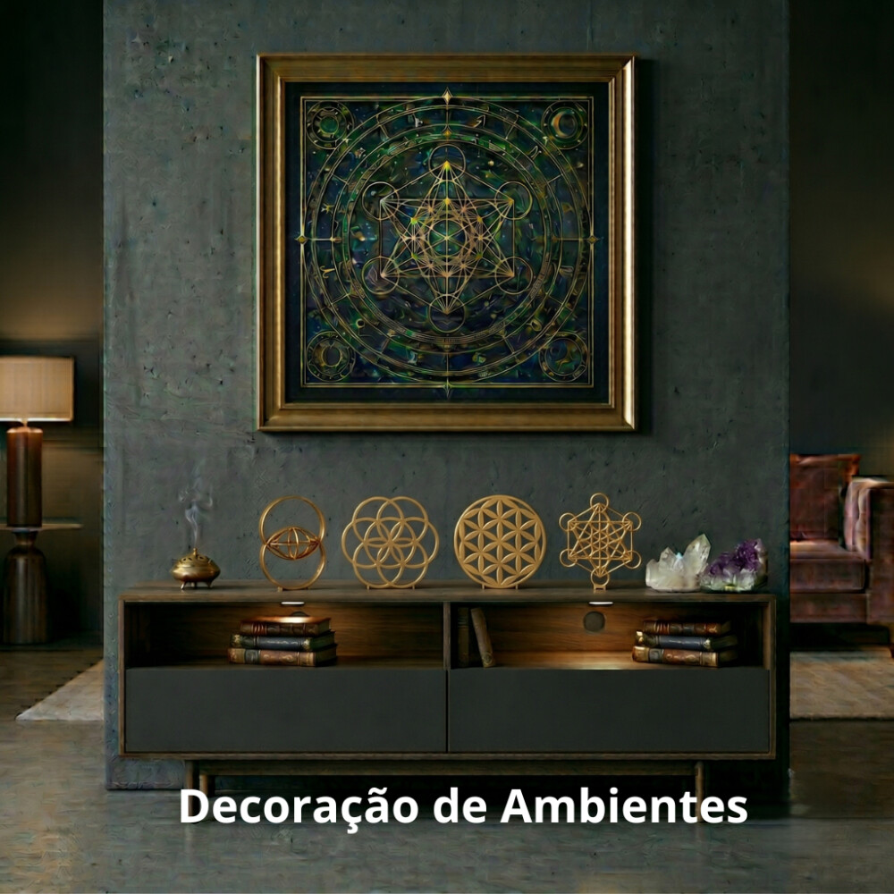 Conjunto Decorativo de Mesa Geometria Sagrada Meditação Amuleto