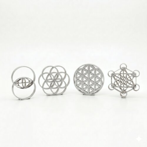 Conjunto Decorativo de Mesa Geometria Sagrada Meditação Amuleto