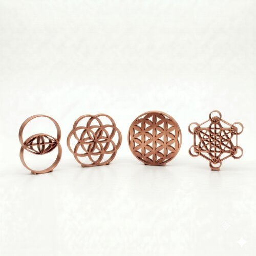 Conjunto Decorativo de Mesa Geometria Sagrada Meditação Amuleto