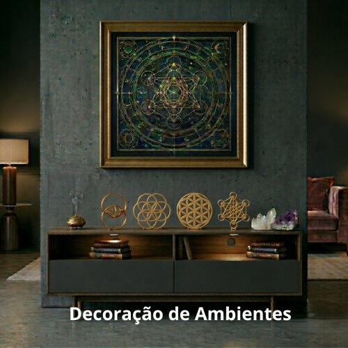 Conjunto Decorativo de Mesa Geometria Sagrada Meditação Amuleto