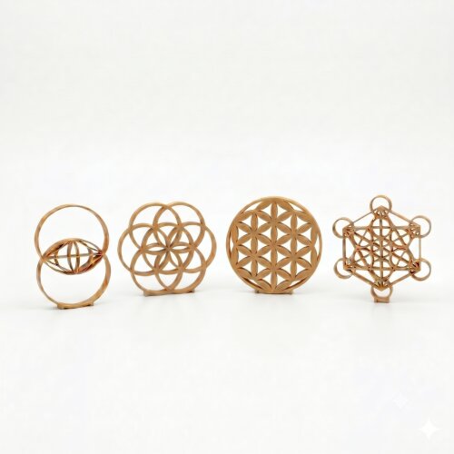 Conjunto Decorativo de Mesa Geometria Sagrada Meditação Amuleto