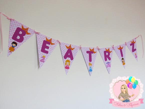 Bandeirola Personalizada Princesas