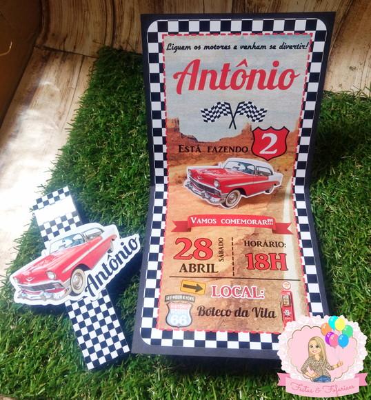 Convite Carros Vintage Retrô