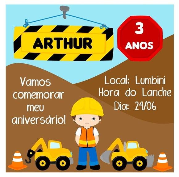 Convite Festa Trator Construção