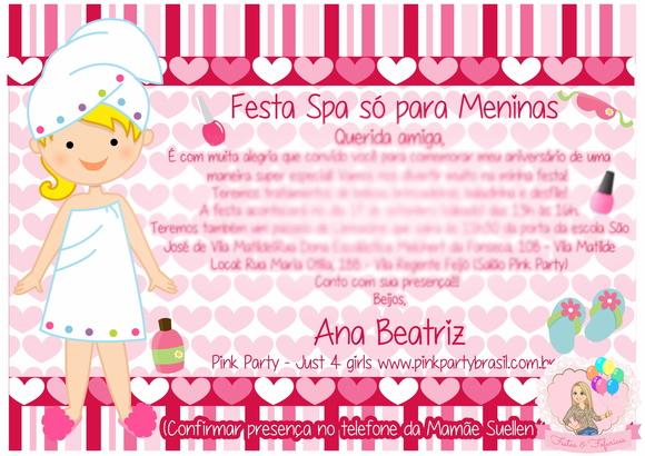Convite Spa Party - Festa Spa