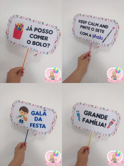 Plaquinhas Divertidas para Fotos Pintando o Sete 7