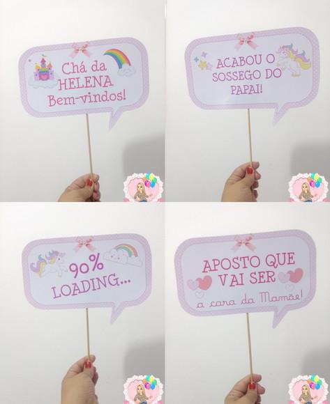 Plaquinhas para Foto Unicórnio