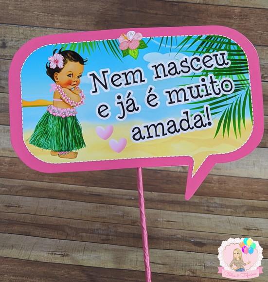 Plaquinhas Personalizadas Chá de Bebê Havaiano Tropical