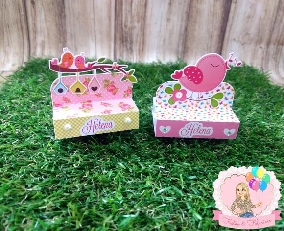 Porta Chocolate Duplo Jardim Floral Passarinhos