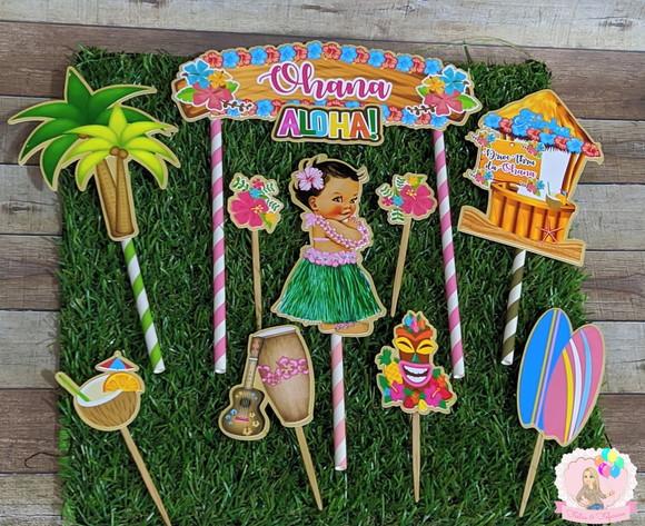 Topo de Bolo Festa Havaiana Tropical