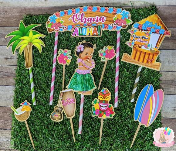 Topo de Bolo Festa Havaiana Tropical