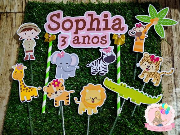 Topo de Bolo Safari Menina