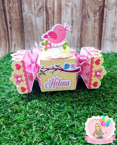 Caixinha Bala Jardim Floral Passarinhos