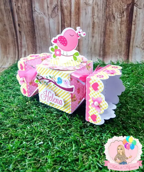Caixinha Bala Jardim Floral Passarinhos