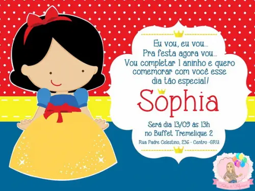 Convite Branca de Neve