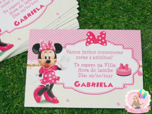 Convite Minnie Rosa