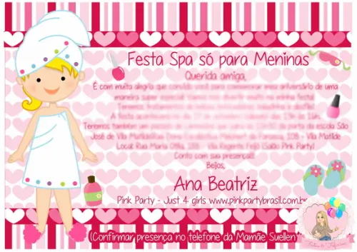 Convite Spa Party - Festa Spa