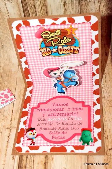 Convite Pop Up Xerife Callie no Oeste