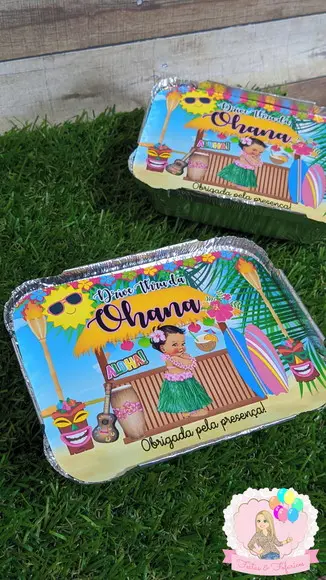 Marmitinhas Personalizadas Chá de Bebê Havaiano Tropical