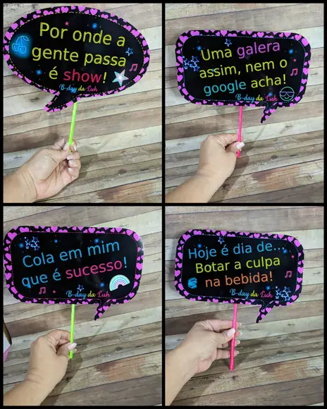 Plaquinhas Divertidas para Fotos Neon