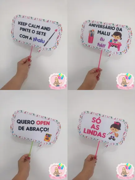 Plaquinhas Divertidas para Fotos Pintando o Sete 7