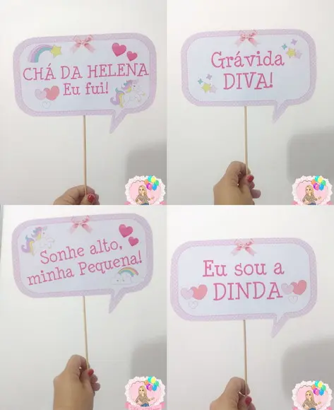 Plaquinhas para Foto Unicórnio