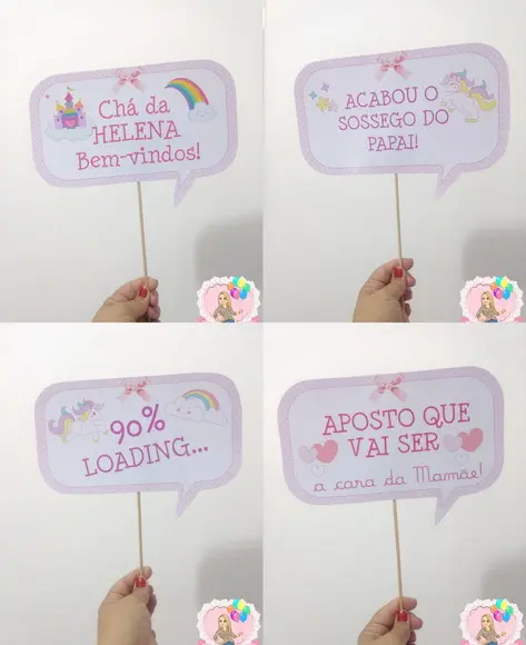 Plaquinhas para Foto Unicórnio