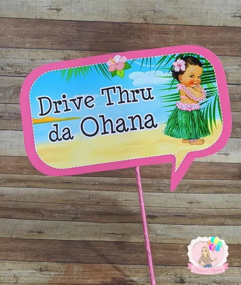 Plaquinhas Personalizadas Chá de Bebê Havaiano Tropical
