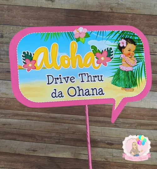 Plaquinhas Personalizadas Chá de Bebê Havaiano Tropical