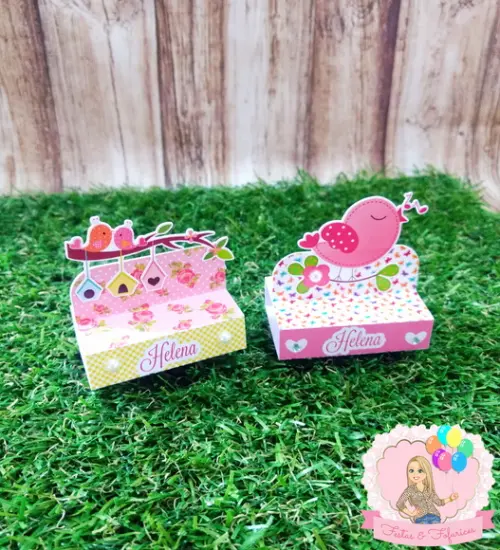 Porta Chocolate Duplo Jardim Floral Passarinhos