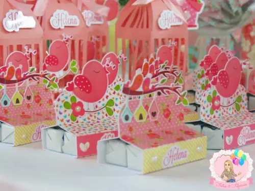 Porta Chocolate Duplo Jardim Floral Passarinhos
