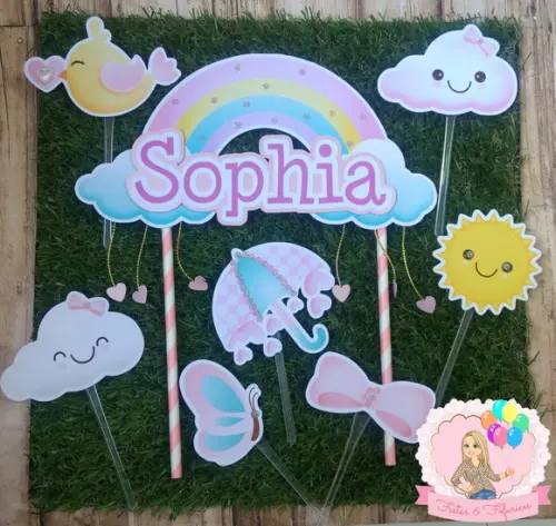 Topo de Bolo Chuva de Amor