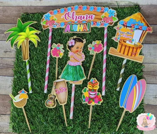 Topo de Bolo Festa Havaiana Tropical