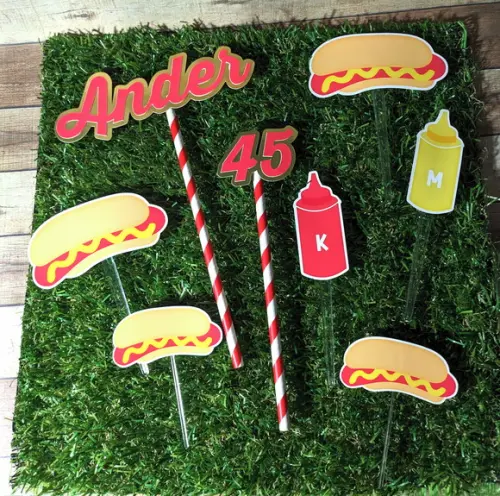 Topo de Bolo Hot Dog