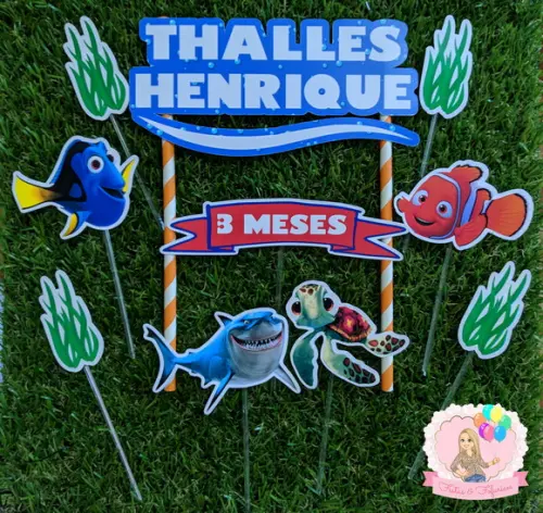 Topo de Bolo Procurando Nemo e Dory
